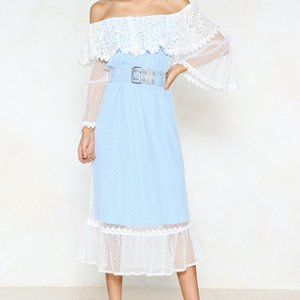 Nasty Gal white and baby blue dress